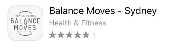 App icon for Balance Moves, a health and fitness app, with a white background and black text.